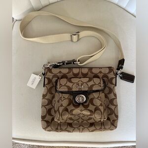 Coach Signature Collection Khaki Canvas Swing Pack Crossbody Bag F45026